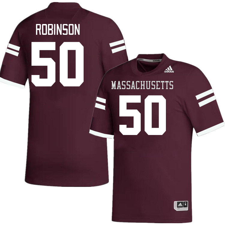 Massachusetts Minutemen #50 Aquan Robinson College Football Jerseys Stitched-Maroon